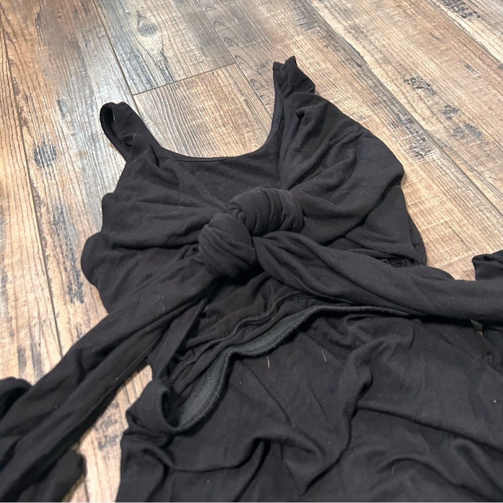 Free People FP Beach Dress Womens S Black Wrap Chest V-Neck Mini Scrunched - Picture 3 of 5